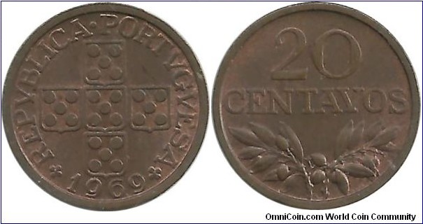 Portugal 20 Centavos 1969