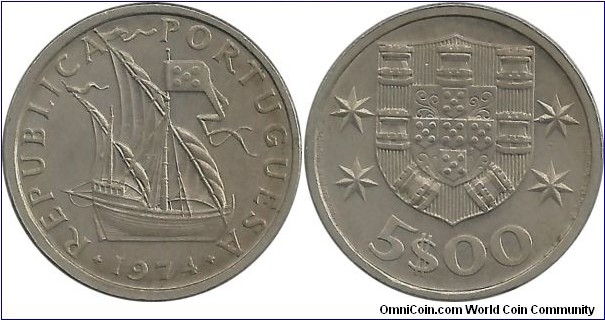 Portugal 5 Escudos 1974