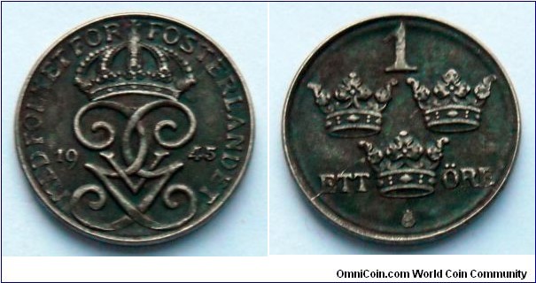 Sweden 1 ore. 1945, Iron