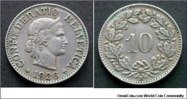 Switzerland 10 rappen.
1926 (B)