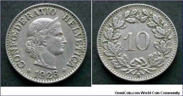 Switzerland 10 rappen.
1928 (B)