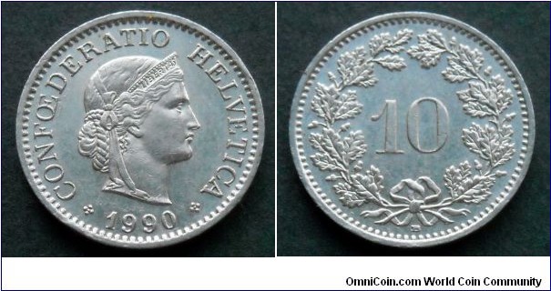 Switzerland 10 rappen.
1990 (B)