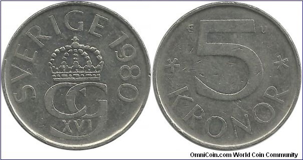 Sweden 5 Kronor 1980