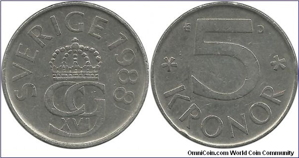 Sweden 5 Kronor 1988