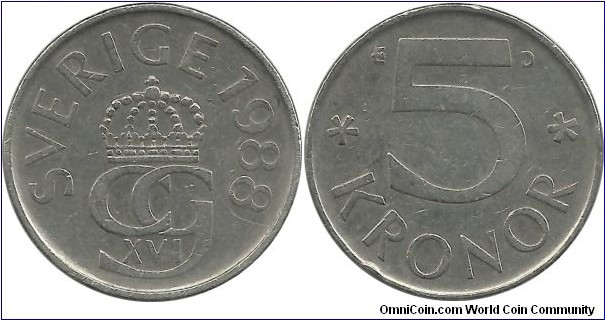 Sweden 5 Kronor 1988