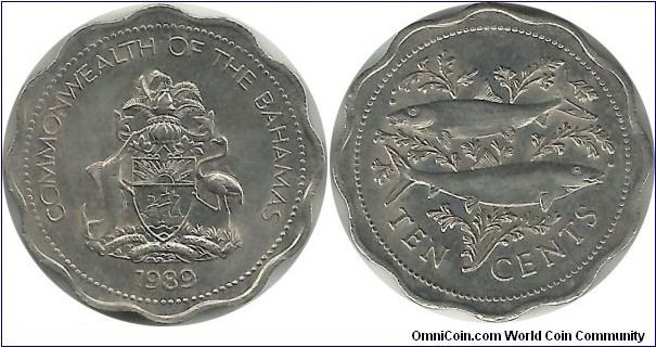 Bahamas 10 Cents 1989