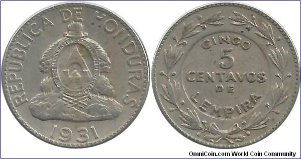 Honduras 5 Centavos 1931
