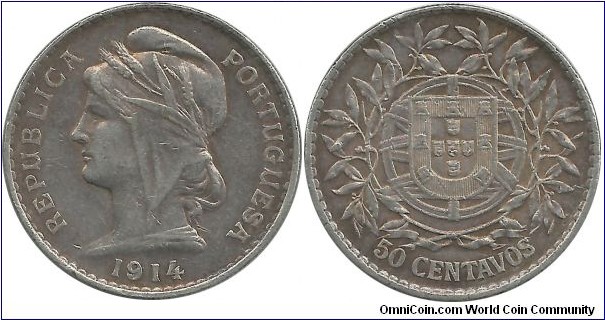 Portugal 50 Centavos 1914