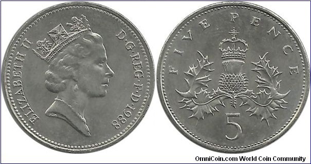 UKingdom 5 Pence 1988 unc.
