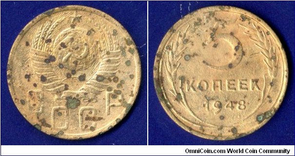 5 kopeeks.
USSR.
I found this coin using a metal detector.


Al-Br.