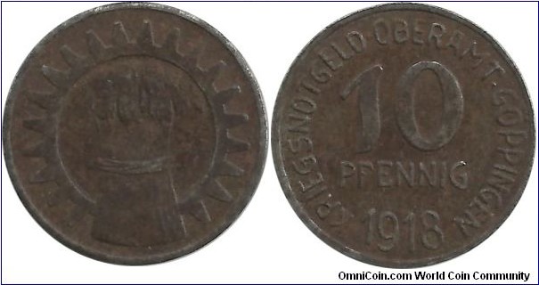 Germany-Oberamt Goppingen 10 Pfennig 1918 (Kriegsnotgeld)