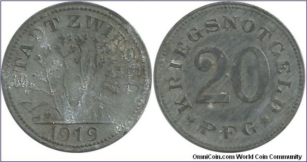 Germany-Stadt Zwiesel 20 Pfennig 1919 (Kriegsnotgeld)