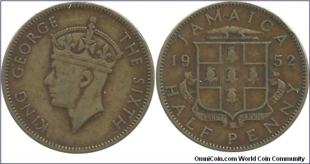 Jamaica ½ Penny 1952