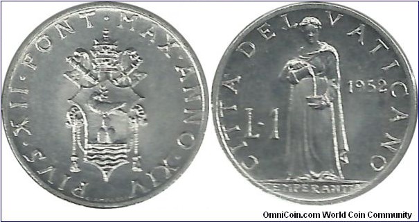 Vatican 1 Lira 1952