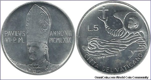 Vatican 5 Lire 1969