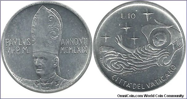 Vatican 10 Lire 1969