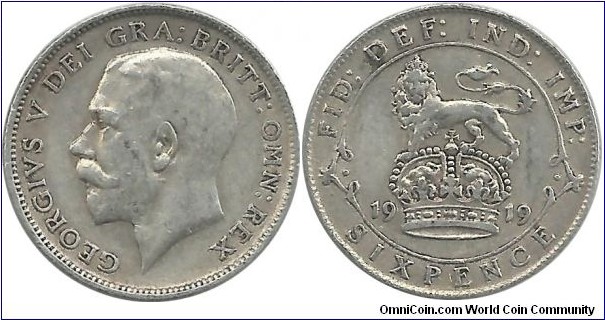 G.Britain 6 Pence 1919