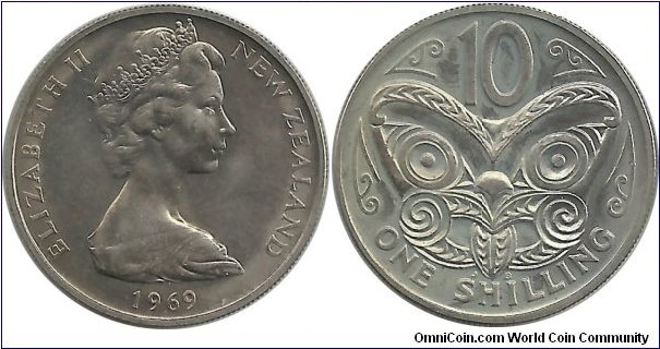 NewZealand 10 Cents-1 Shilling 1969