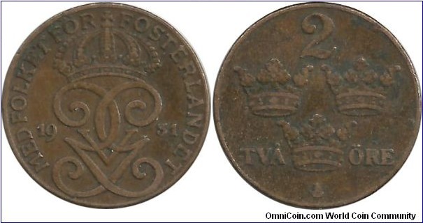 Sweden 2 Öre 1931