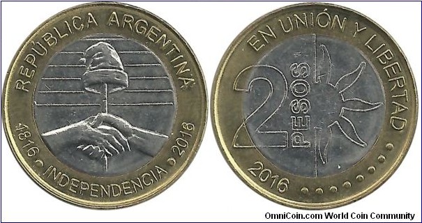 Argentina 2 Pesos 2016-Bicentenary of the Independence