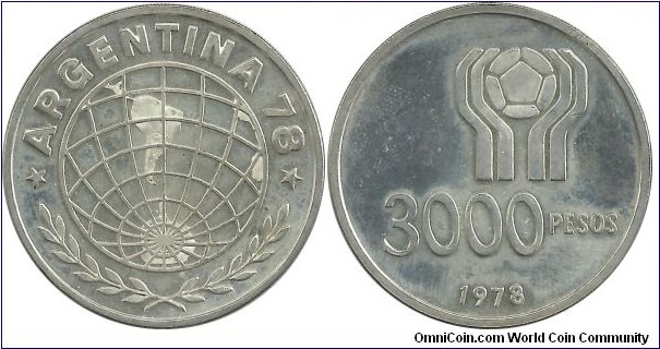 Argentina 3000 Pesos 1978-World Football Cup