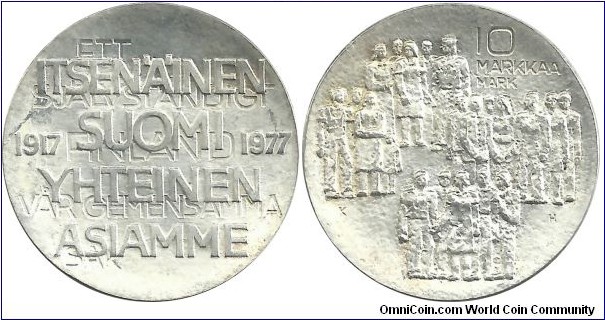 Finland 10 Markkaa 1977-60th Year of Independence