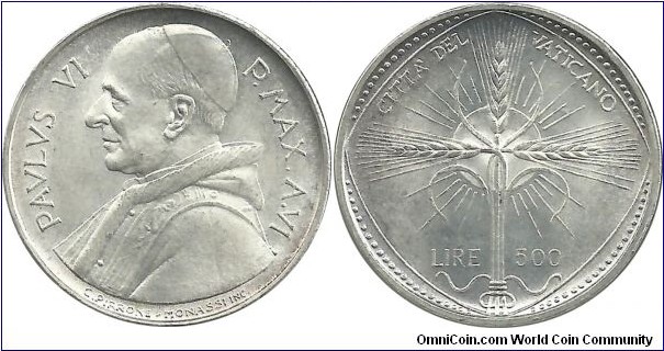 Vatican City 500 Lire 1968FAO