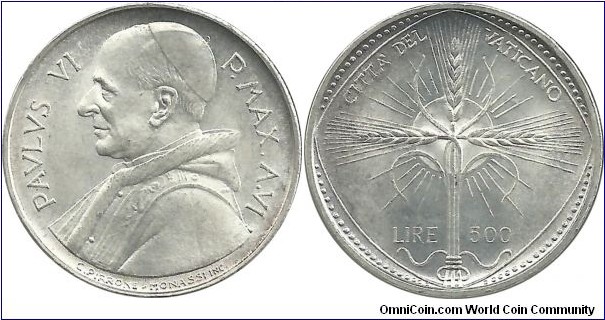 Vatican City 500 Lire 1968FAO