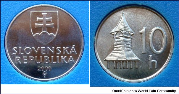 Slovakia 10 halierov from 2000 mint set.