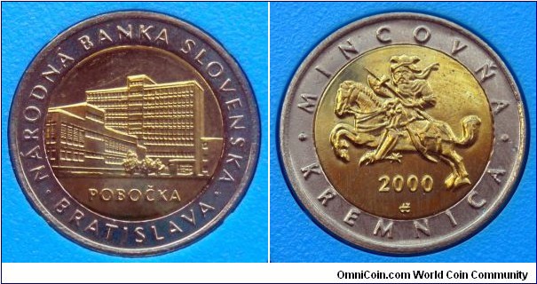 Bimetalic token from Slovakia 2000 mint set. Kremnica Mint.