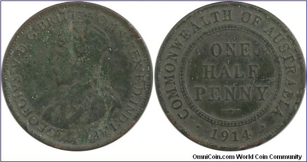Australia ½ Penny 1914 (later I clean this coin)