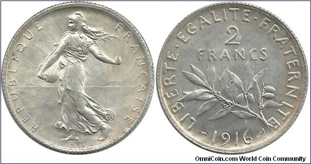 France 2 Francs 1916