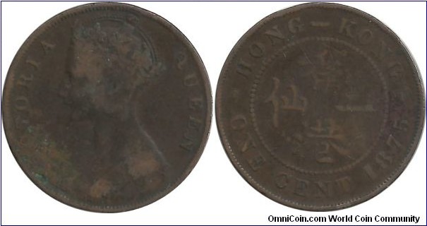 HongKong 1 Cent 1875(Medallic Rotation)