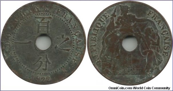 Indochina-Fr 1 Centime 1922