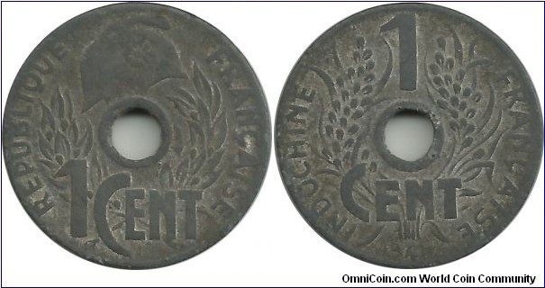IndochinaFr 1 Centime 1941 (KM#24.3) (4th coin)