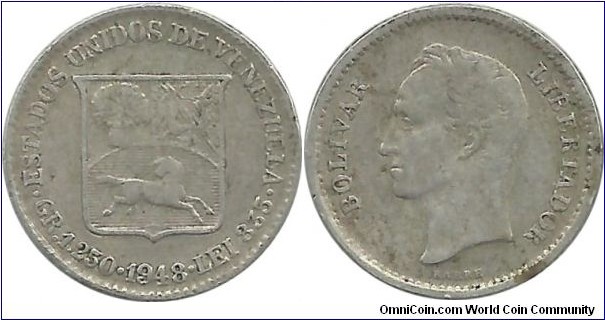 Venezuela 25 Centimos 1948