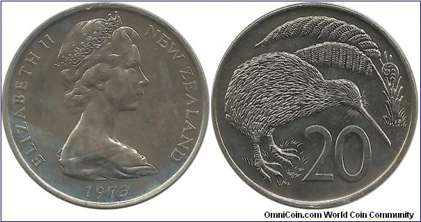 NewZealand 20 Cents 1973