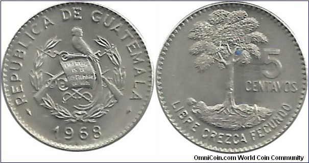 Guatemala 5 Centavos 1968