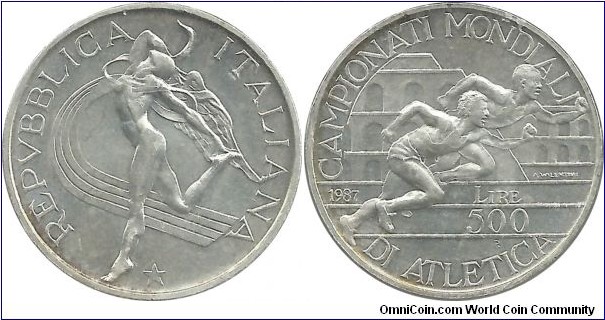 Italy 500 Lire 1987R-World Athletic Championship