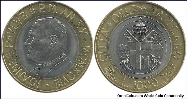 Vatican City 1000 Lire 1998