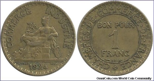 France 1 Franc 1924 -closed 4-