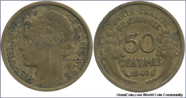 France 50 Centimes 1940