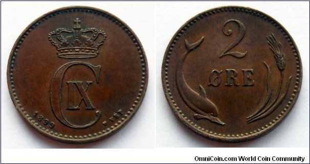 Denmark 2 ore.
1899 (VBP) Christian IX