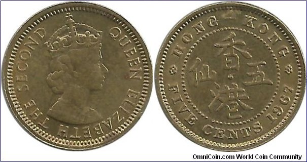 HongKong 5 Cents 1967