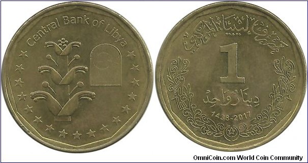 Libya Republic 1 Dinar AH1438-2017