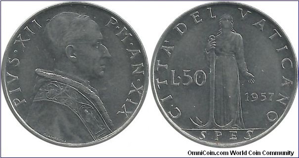 Vatican 50 Lire 1957