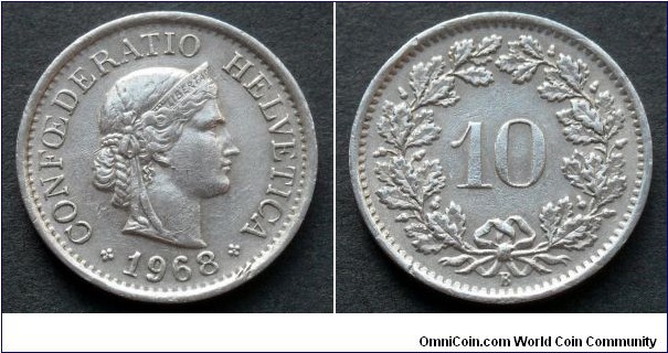 Switzerland 10 rappen.
1968 (B)