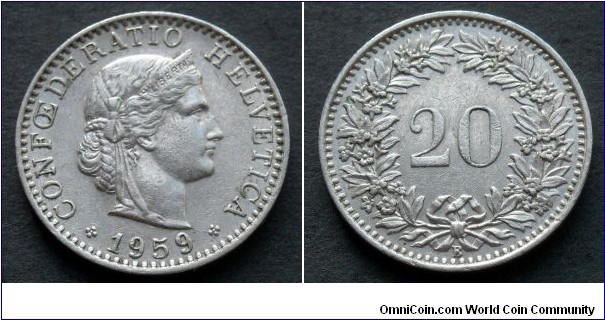 Switzerland 20 rappen.
1959 (B)