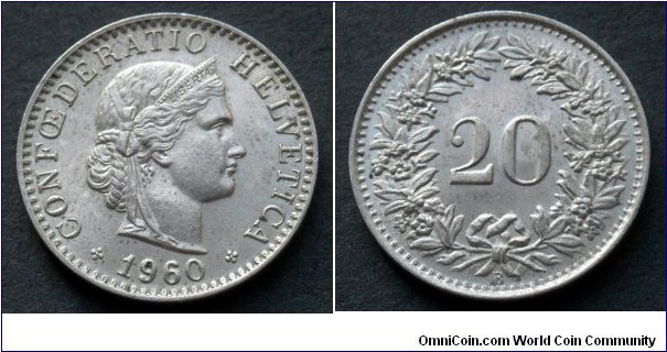 Switzerland 20 rappen.
1960 (B)