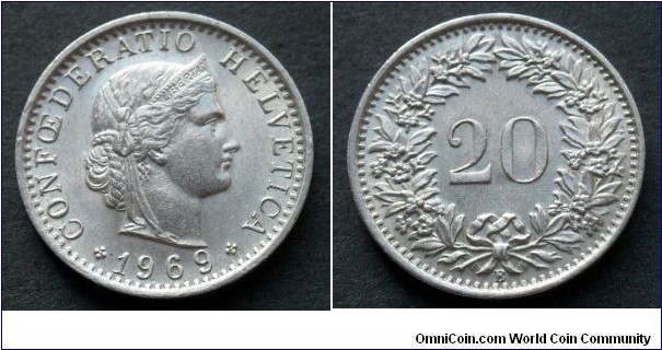 Switzerland 20 rappen.
1969 (B)